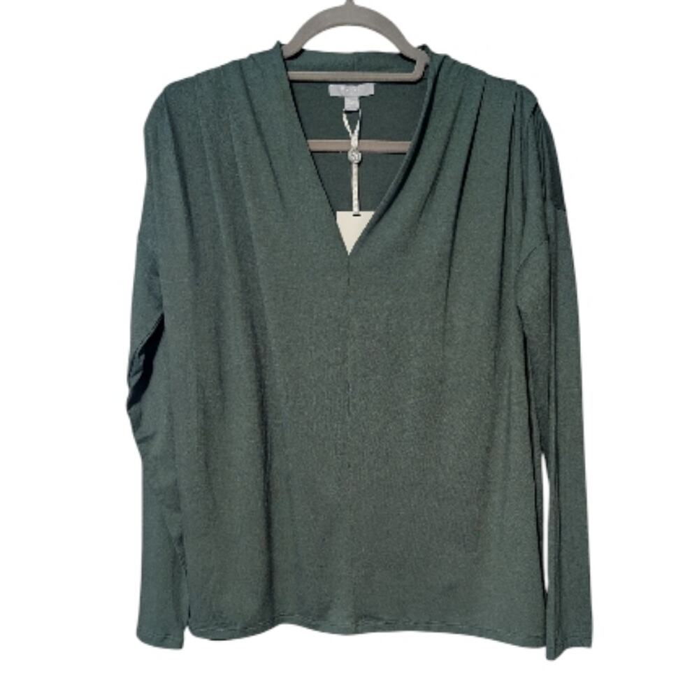 Pure Collection Women's Relaxed Pleat Should Top Green Stretch